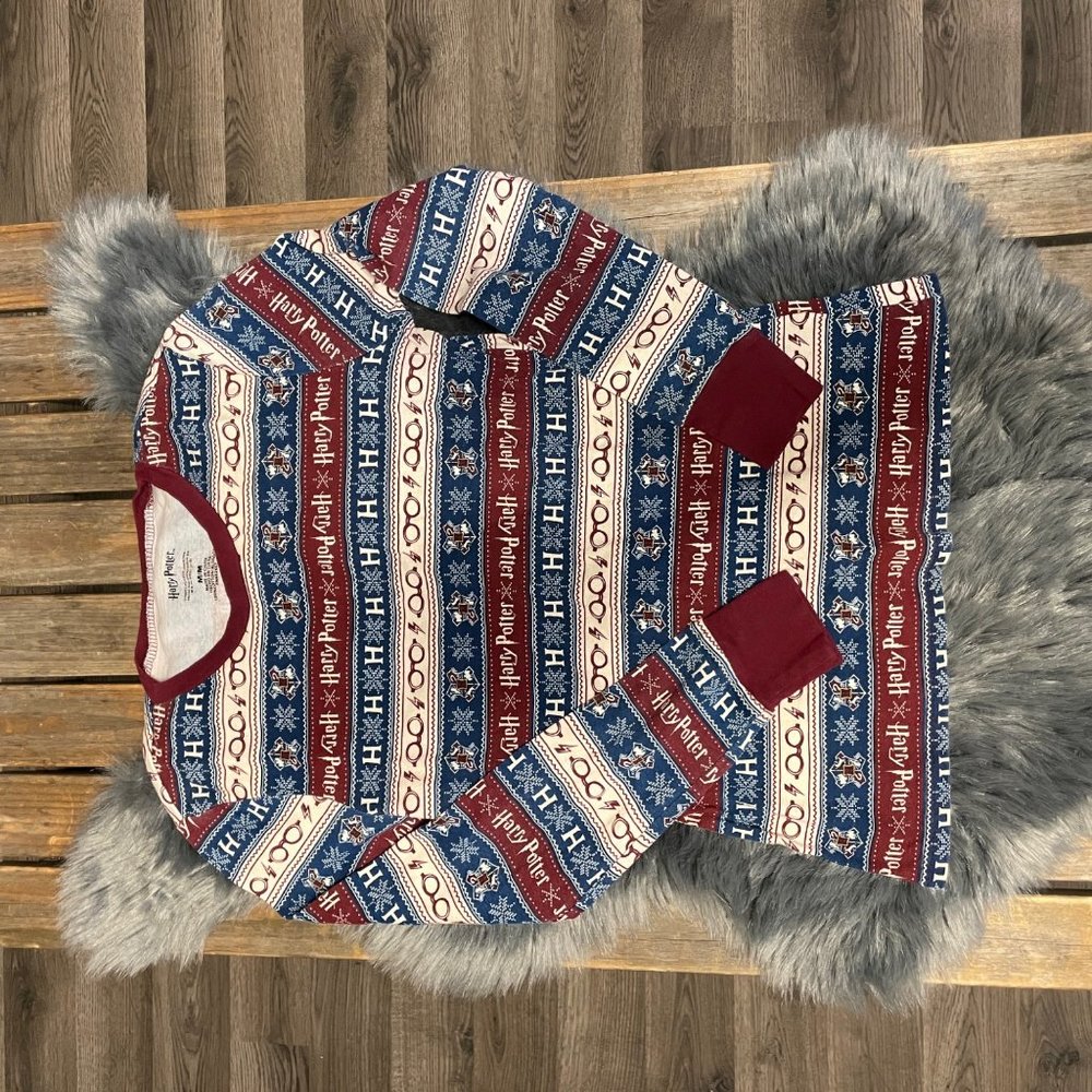 Harry potter blue maroon winter printed pajama set medium - Picture 2 of 10